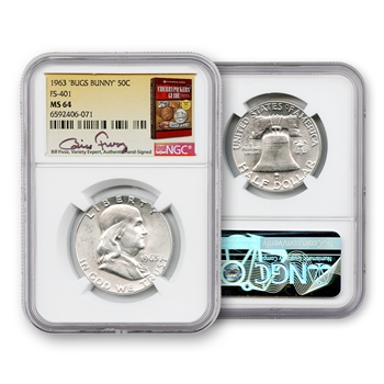 1963 Franklin Half-Philadelphia-Bugs Bunny-NGC 64 Fivaz