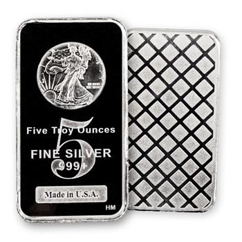 5oz Silver Bar-.999 Fine Silver-Walking Liberty Design
