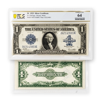 1923 $1 Silver Certificate-PCGS 64