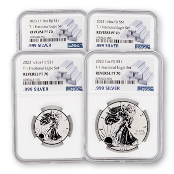 2023 Silver Eagle Fractional 4pc Set Silver Bar Label NGC 70