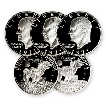 1971 Silver Eisenhower Proof Dollars - 5 for $75