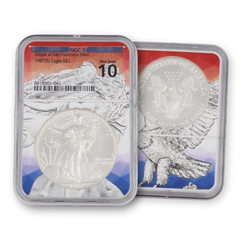 1987 Silver Eagle-San Francisco Mint-Eagle Core-NGC X 10