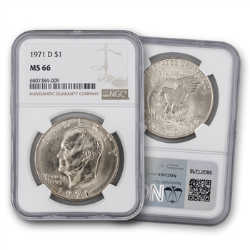 1971 Eisenhower Dollar-Denver Mint Mark-NGC 66