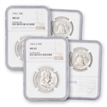 1963 Franklin Half Dollar Set-Philadelphia & Denver NGC 65