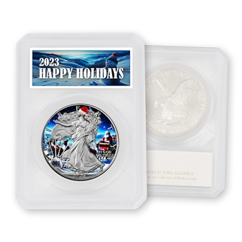 2023 Silver Eagle-Colorized Christmas-Happy Holidays