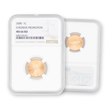 2000 Lincoln Cent-Cherrios Promotion-NGC 66 Red