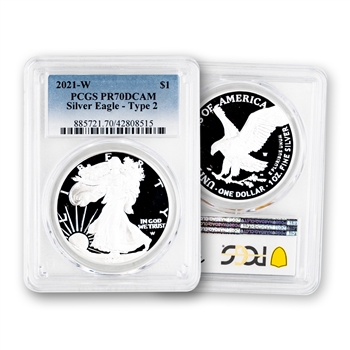 2021 Silver Eagle - Type 2 - Proof - PCGS 70