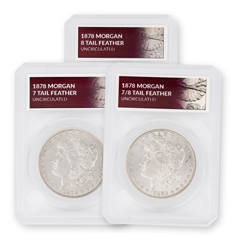 1878 Morgan Silver Dollars-3-piece Mint Mark Set-Uncirculated-Defender