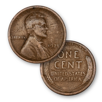 1921 Lincoln Wheat Cent - Philadelphia Mint - Circulated