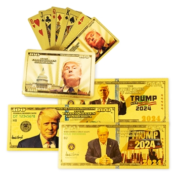 Trump 2024 Gold Foil Package - 3 Notes + Card Deck