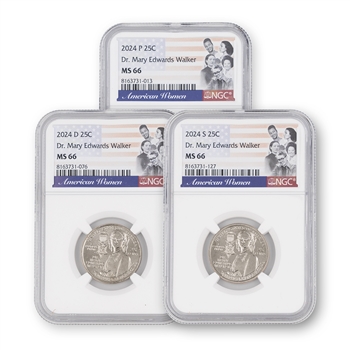 2024 Mary Walker Quarter - 3pc Set (P/D/S) - NGC 66
