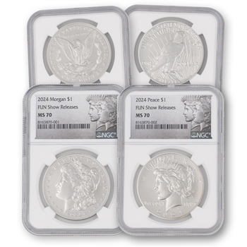 2024 Morgan & Peace Dollars - Philadelphia - NGC 70 FUN Show