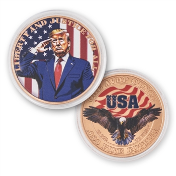 1oz Copper Colorized Donald Trump Salute