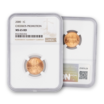 2000 Lincoln Cent - Cheerios Promotion - NGC 65 Red