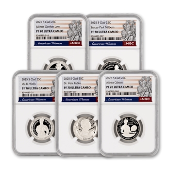 2025 Proof Set - Women Making History 5pc Quarters - NGC 70