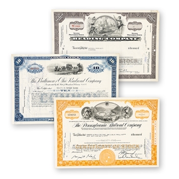 Vintage Rail Road Stock Certificate - Monopoly 3 Pack