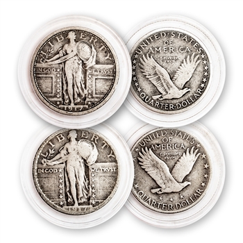 1917 Standing Liberty Qtr - Type 1 & Type 2 - Circulated Plus