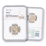 1951 Jefferson Nickel - Philadelphia - NGC 66
