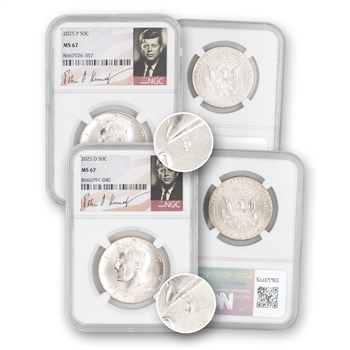 2025 Kennedy Half Dollar - P & D 2pc Set - NGC 67
