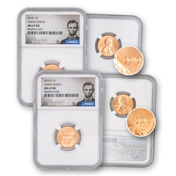 2010 Lincoln Cent - P & D 2pc Set - NGC 67 - Lincoln Label