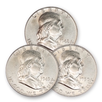 1st 3 Philadelphia Mint Franklins - Uncirculated ( 48 to 50 )