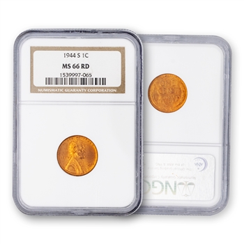 1944 Lincoln Cent - San Francisco - NGC 66 Red