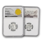 1943 Steel Cent - San Francisco- NGC 65 Parachute Fragment