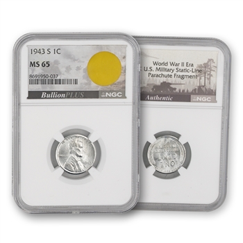 1943 Steel Cent - San Francisco- NGC 65 Parachute Fragment