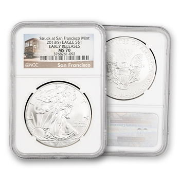 2013 Silver Eagle - San Francisco - NGC 70 Trolly Label
