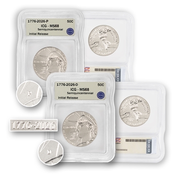 2026 Liberty Half Dollar - P & D 2pc Set - ICG 68