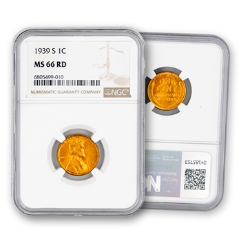 1939 Lincoln Wheat Cent - San Francisco- NGC 66 Red