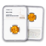 1938 Lincoln Wheat Cent - Denver - NGC 67 Red