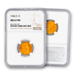 1946 Lincoln Cent - San Francisco - NGC 67