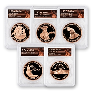 1776-2026 America Semiquincentennial 1oz Copper 5pc Set Defender