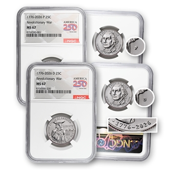 2026 Revolutionary War Quarter - 2pc - P & D - NGC 67
