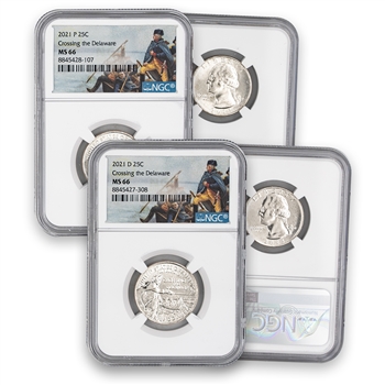 2021 Washington Crossing Qtr - Philadelphia & Denver - NGC 66