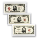 The Last $5 Legal Tender Notes ( 3 ) - Red Seal - Uncirculated