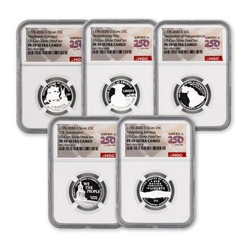 2026 5pc Quarter Set - Silver Proof - USA 250 - NGC 70