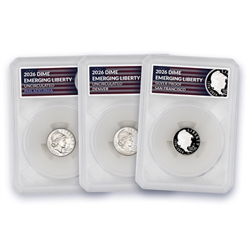 2026 Emerging Liberty Dime P-D & Silver Proof 3pc Set - Defender
