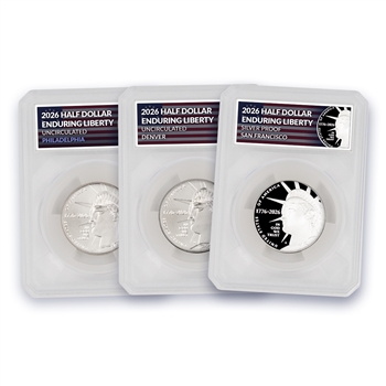 2026 Enduring Liberty Half P-D & Silver Proof 3pc Set - Defender