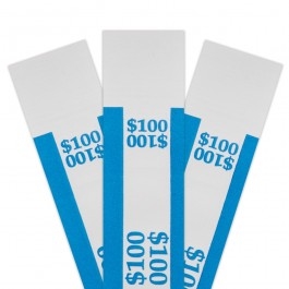 Blue $100 Self Sealing Currency Straps (1000/Box)