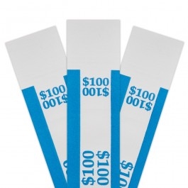 Blue $100 Self Sealing Currency Straps (20,000/Case)