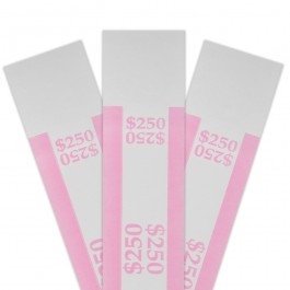 Pink/Green $250 Self Sealing Currency Straps (20,000/case)