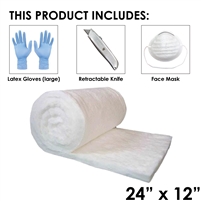 1 inch thick Ceramic fiber blanket 12 inches wide and 24 inch long.
