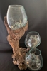 Blown Glass on Driftwood 6" Triple Glass