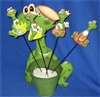 Frog on Garden Stake with Frog Display Pot Set/24