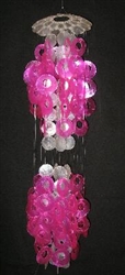 Capiz Chime Two Drop - Pink & White