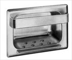 Heavy Duty Recessed Soap Dish and Bar with Lip - satin, drywall clamp