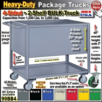 99BB4 * 2-Shelf 4-Sided Low-Deck Package Trucks