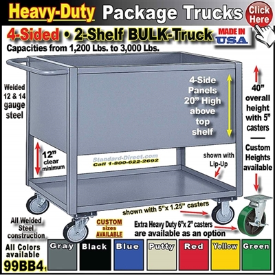 99BB4 * 2-Shelf 4-Sided Low-Deck Package Trucks